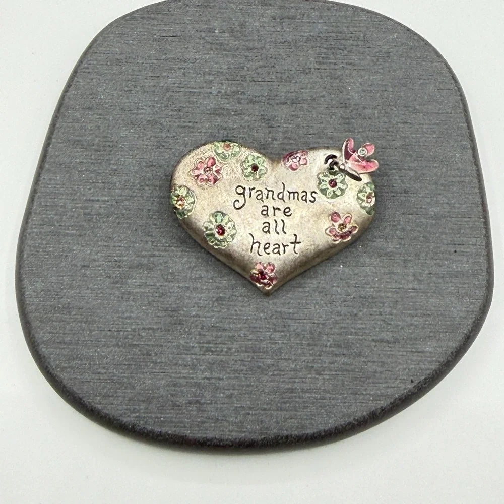 GAIMO Grandmas Are All Heart Floral Rhinestone Butterfly Heart Brooch Pin Gift